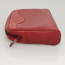 Burberrys Clutch Bag Leather Red Gold Auth bs26184-4
