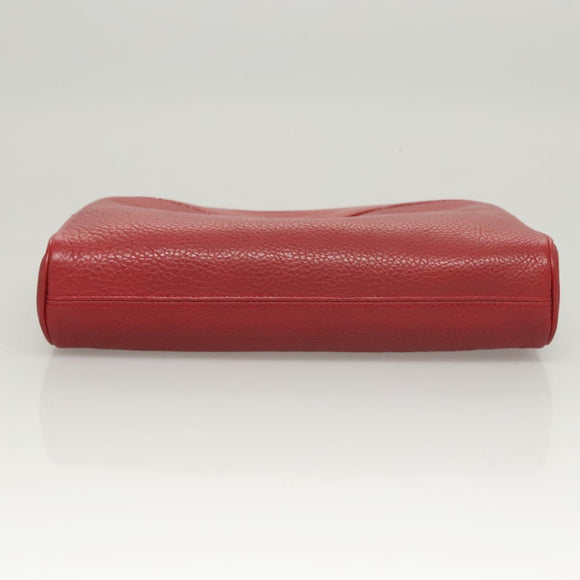 Burberrys Clutch Bag Leather Red Gold Auth bs26184