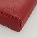Burberrys Clutch Bag Leather Red Gold Auth bs26184-7