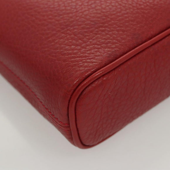 Burberrys Clutch Bag Leather Red Gold Auth bs26184