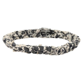 CHANEL Hair Band Tweed White Navy CC Auth bs26189 - 0
