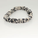 CHANEL Hair Band Tweed White Navy CC Auth bs26189-4