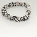 CHANEL Hair Band Tweed White Navy CC Auth bs26189-5