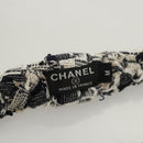 CHANEL Hair Band Tweed White Navy CC Auth bs26189-6