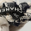 CHANEL Hair Band Tweed White Navy CC Auth bs26189-7