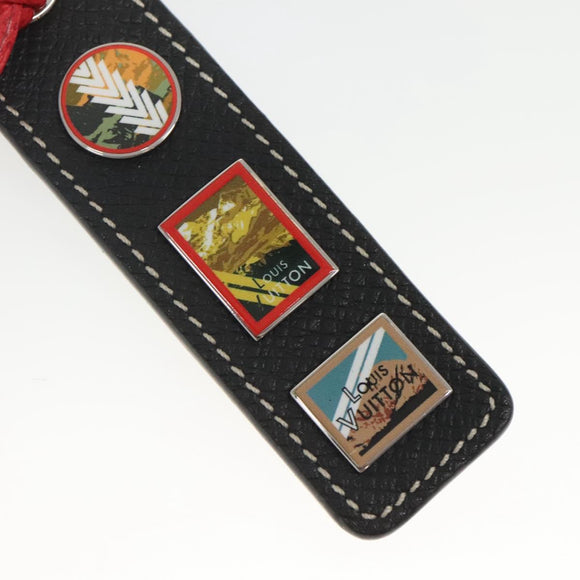 LOUIS VUITTON Taiga Porte Cles Tab LV Alps Charm Black M63771 LV Auth bs26195