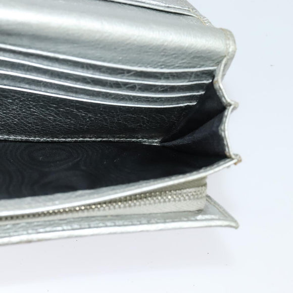 BALENCIAGA Wallet Leather 3Set Black Silver blue Auth bs26196