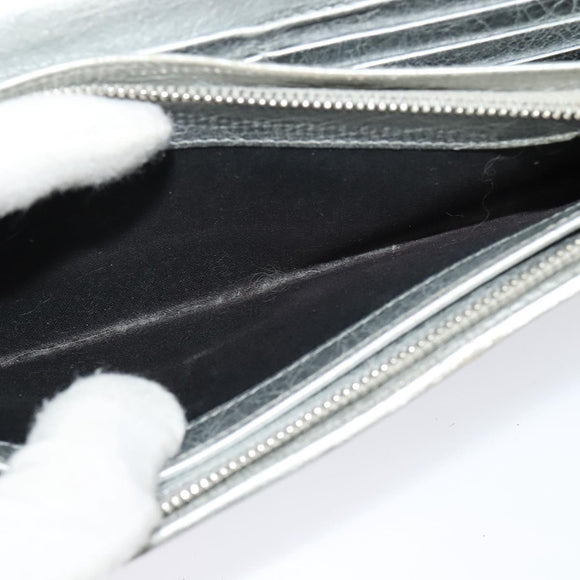 BALENCIAGA Wallet Leather 3Set Black Silver blue Auth bs26196