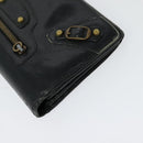 BALENCIAGA Wallet Leather 3Set Black Silver blue Auth bs26196-15
