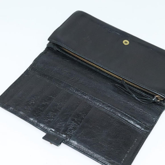 BALENCIAGA Wallet Leather 3Set Black Silver blue Auth bs26196