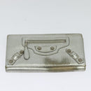 BALENCIAGA Wallet Leather 3Set Black Silver blue Auth bs26196-2