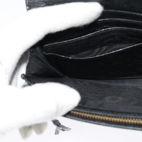 BALENCIAGA Wallet Leather 3Set Black Silver blue Auth bs26196