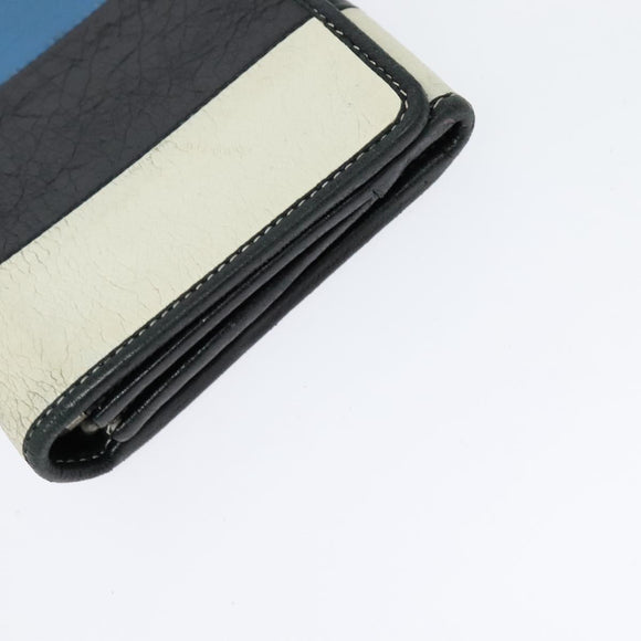 BALENCIAGA Wallet Leather 3Set Black Silver blue Auth bs26196