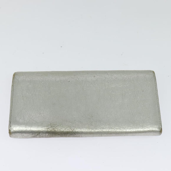 BALENCIAGA Wallet Leather 3Set Black Silver blue Auth bs26196