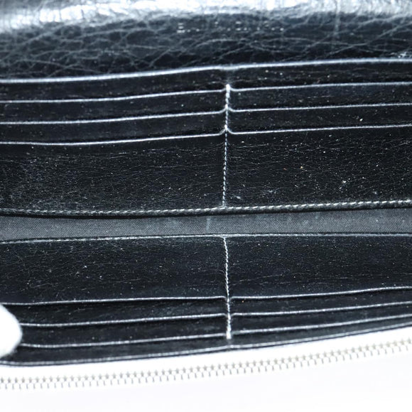 BALENCIAGA Wallet Leather 3Set Black Silver blue Auth bs26196