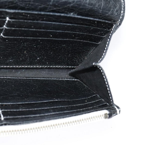 BALENCIAGA Wallet Leather 3Set Black Silver blue Auth bs26196