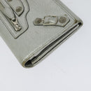 BALENCIAGA Wallet Leather 3Set Black Silver blue Auth bs26196-4