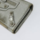 BALENCIAGA Wallet Leather 3Set Black Silver blue Auth bs26196-6