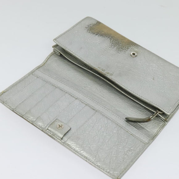 BALENCIAGA Wallet Leather 3Set Black Silver blue Auth bs26196