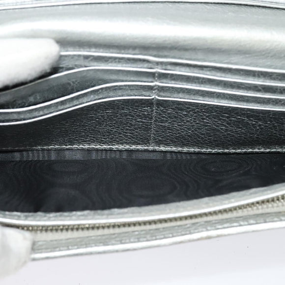 BALENCIAGA Wallet Leather 3Set Black Silver blue Auth bs26196