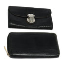 LOUIS VUITTON Suhari Wallet Leather 2Set Black LV Auth bs26197-1