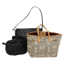 BALLY Shoulder Bag Leather Canvas 3Set Beige Black Auth bs26202-1