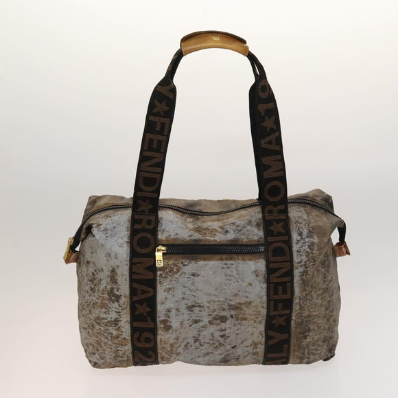 FENDI Pecan Bag PVC 3 Set Brown Black Auth bs26207