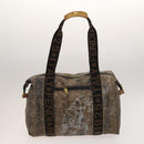 FENDI Pecan Bag PVC 3 Set Brown Black Auth bs26207-3