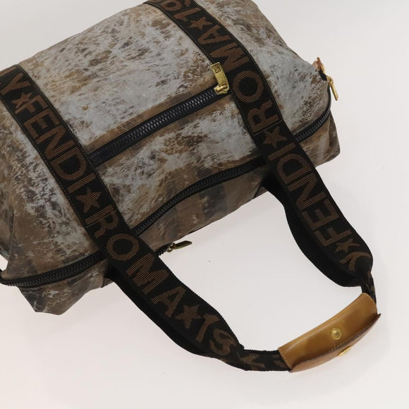 FENDI Pecan Bag PVC 3Set Brown Black Auth bs26207