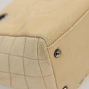 CHANEL Choco Bar Chain Hand Bag Canvas Beige CC Auth bs26212-9