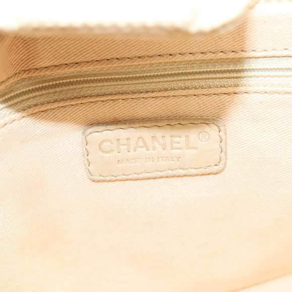 CHANEL Choco Bar Chain Hand Bag Canvas Beige CC Auth bs26212