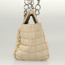 CHANEL Choco Bar Chain Hand Bag Canvas Beige CC Auth bs26212-4