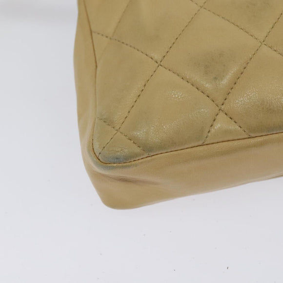 CHANEL Matelasse Chain Waist bag Lamb Skin Beige Gold CC Auth bs26213