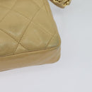 CHANEL Matelasse Chain Waist bag Lamb Skin Beige Gold CC Auth bs26213-16