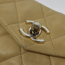 CHANEL Matelasse Chain Waist bag Lamb Skin Beige Gold CC Auth bs26213-17