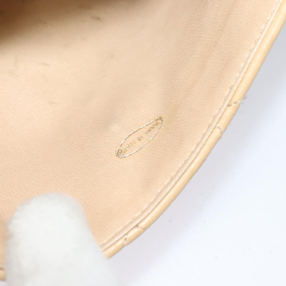 CHANEL Matelasse Chain Waist bag Lamb Skin Beige Gold CC Auth bs26213