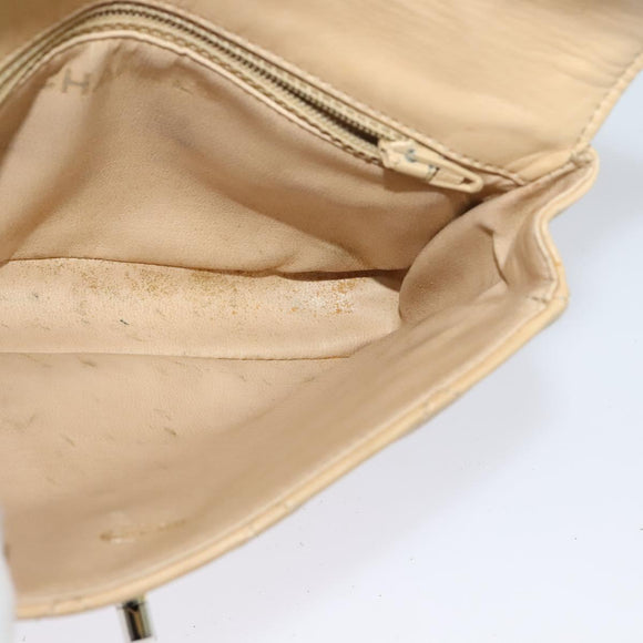 CHANEL Matelasse Chain Waist bag Lamb Skin Beige Gold CC Auth bs26213