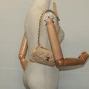 CHANEL Matelasse Chain Waist bag Lamb Skin Beige Gold CC Auth bs26213-23