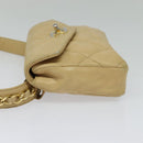CHANEL Matelasse Chain Waist bag Lamb Skin Beige Gold CC Auth bs26213-3