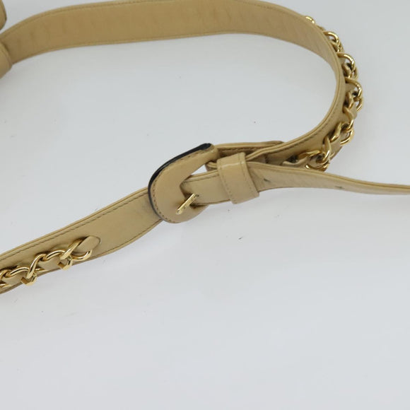 CHANEL Matelasse Chain Waist bag Lamb Skin Beige Gold CC Auth bs26213