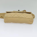 CHANEL Matelasse Chain Waist bag Lamb Skin Beige Gold CC Auth bs26213-5