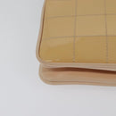 CHANEL Choco Bar Chain Shoulder Bag Patent leather Beige Silver CC Auth bs26215-16