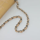 CHANEL Choco Bar Chain Shoulder Bag Patent leather Beige Silver CC Auth bs26215-7