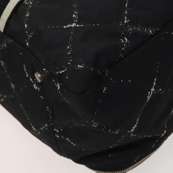 CHANEL Travel line Boston Bag Nylon Black CC Auth bs26217