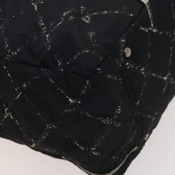 CHANEL Travel line Boston Bag Nylon Black CC Auth bs26217