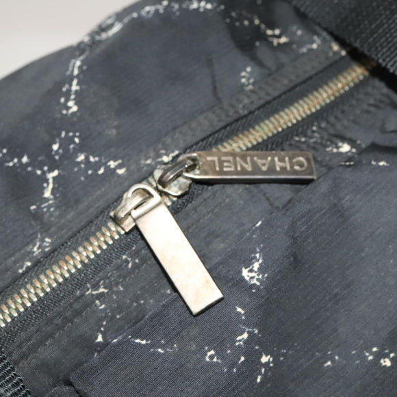 CHANEL Travel line Boston Bag Nylon Black CC Auth bs26217