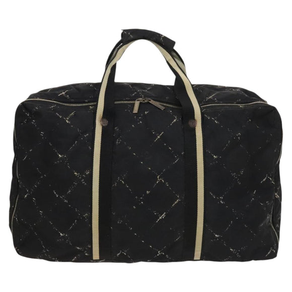 CHANEL Travel line Boston Bag Nylon Black CC Auth bs26217