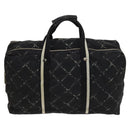 CHANEL Travel line Boston Bag Nylon Black CC Auth bs26217-2
