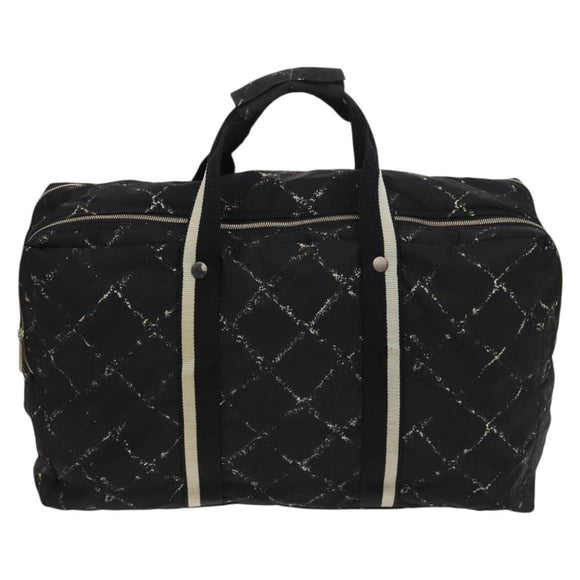 CHANEL Travel line Boston Bag Nylon Black CC Auth bs26217