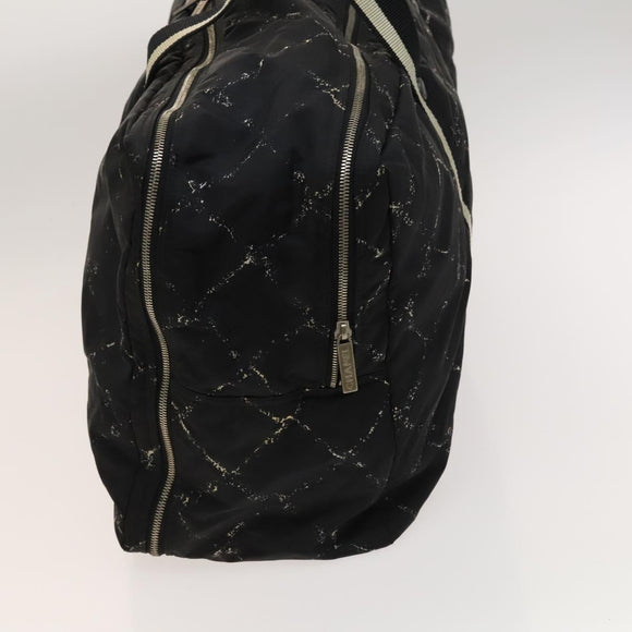 CHANEL Travel line Boston Bag Nylon Black CC Auth bs26217